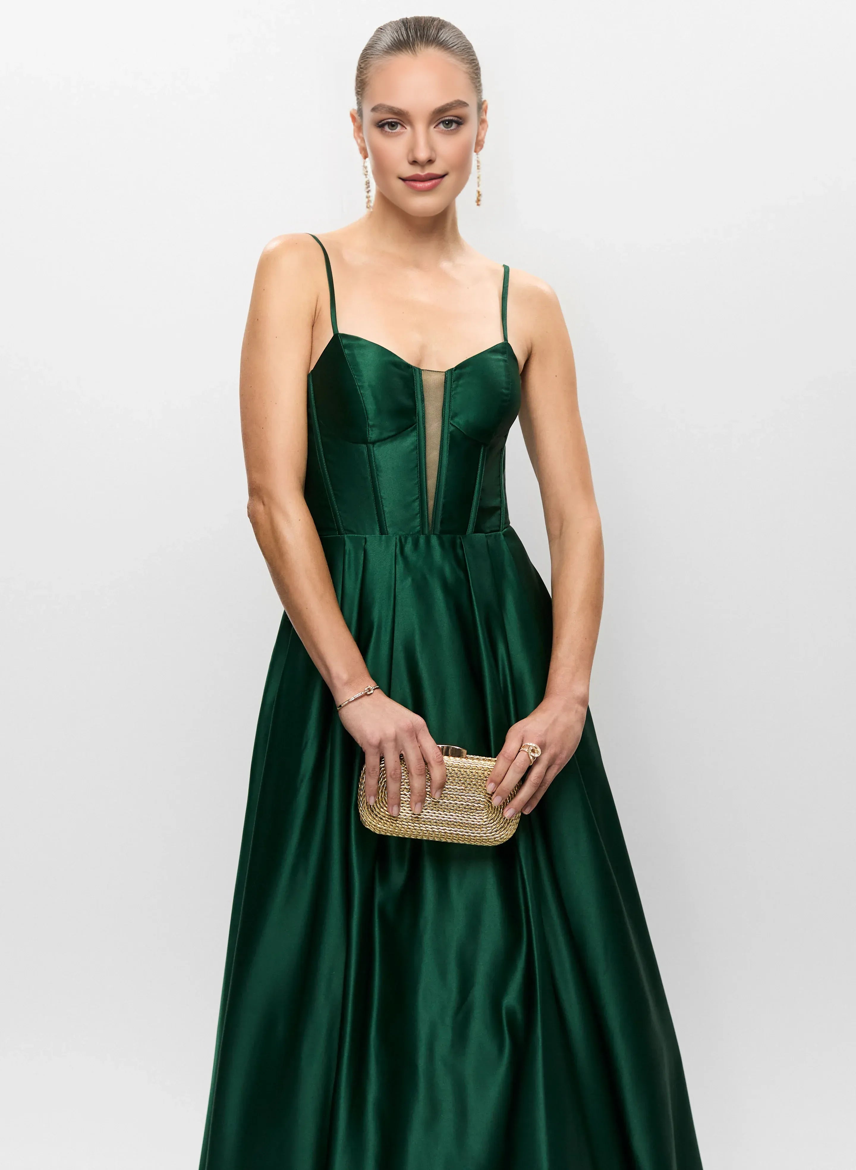 Beautiful A-Line Spaghetti Straps Sleeveless Satin Floor-Length Prom Dress